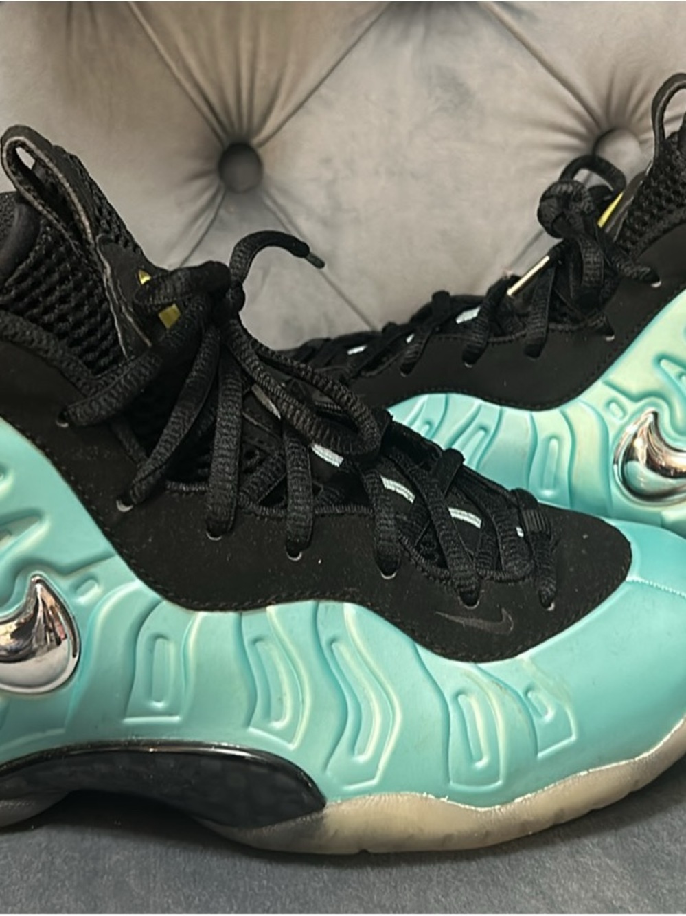 Nike Foamposite Pro Aqua Black Silver Athletic Shoes